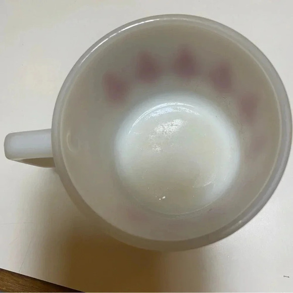 SOLD Vintage Fire King Anchor Hocking Mug Milk Glass Harlequin Red Diamond USA - Picture 5 of 8